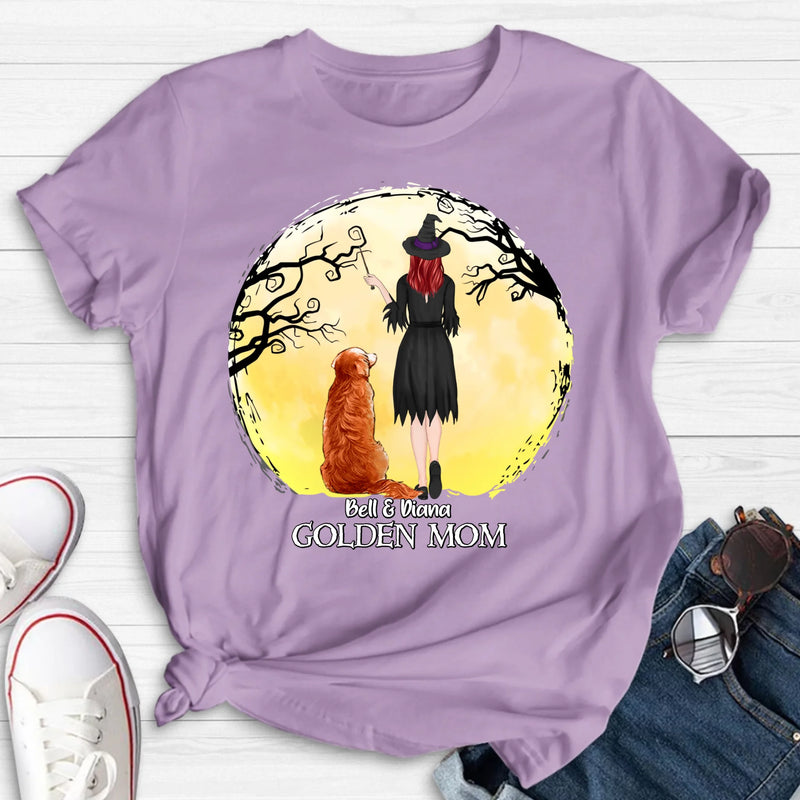 Personalized Witch Dog Mom Shirt/ Hoodie - Halloween Gift For Dog Lover - Golden Mom