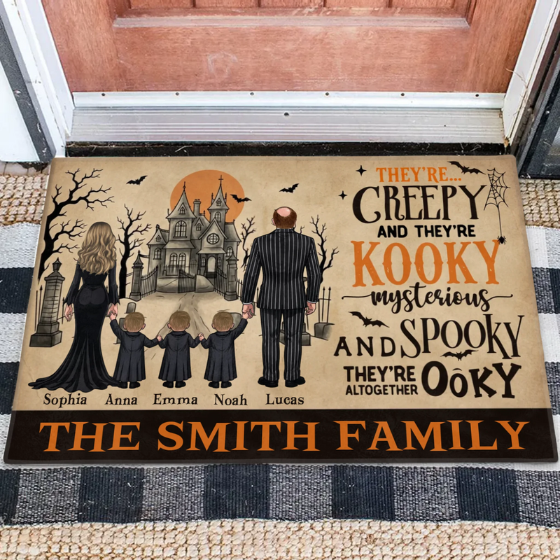 Personalized Creepy Family Doormat - Spooky Front Door Mat - Halloween Gift For Family