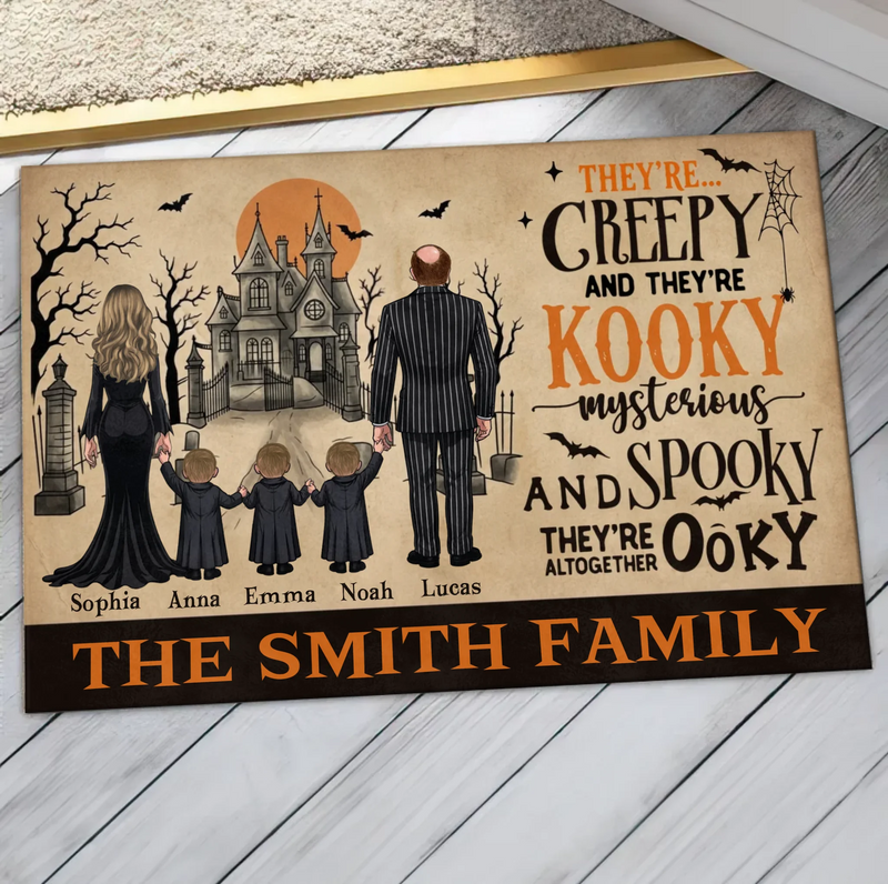 Personalized Creepy Family Doormat - Spooky Front Door Mat - Halloween Gift For Family