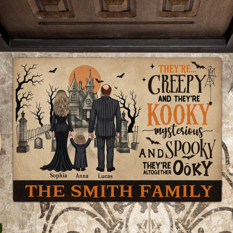Personalized Creepy Family Doormat - Spooky Front Door Mat - Halloween Gift For Family