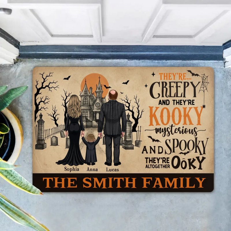 Personalized Creepy Family Doormat - Spooky Front Door Mat - Halloween Gift For Family