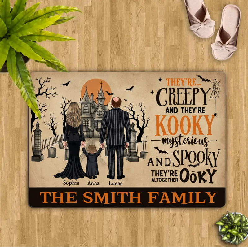 Personalized Creepy Family Doormat - Spooky Front Door Mat - Halloween Gift For Family