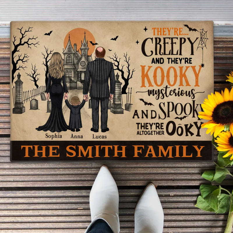 Personalized Creepy Family Doormat - Spooky Front Door Mat - Halloween Gift For Family