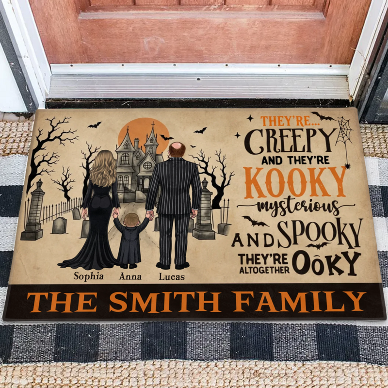 Personalized Creepy Family Doormat - Spooky Front Door Mat - Halloween Gift For Family