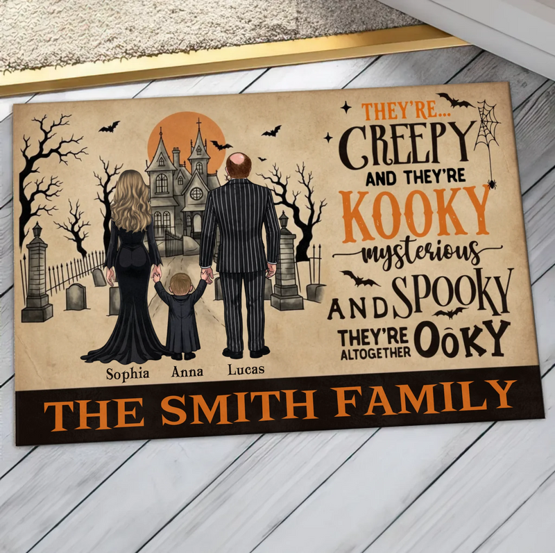 Personalized Creepy Family Doormat - Spooky Front Door Mat - Halloween Gift For Family