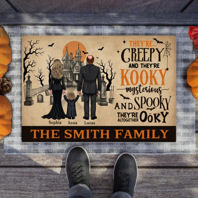 Personalized Creepy Family Doormat - Spooky Front Door Mat - Halloween Gift For Family