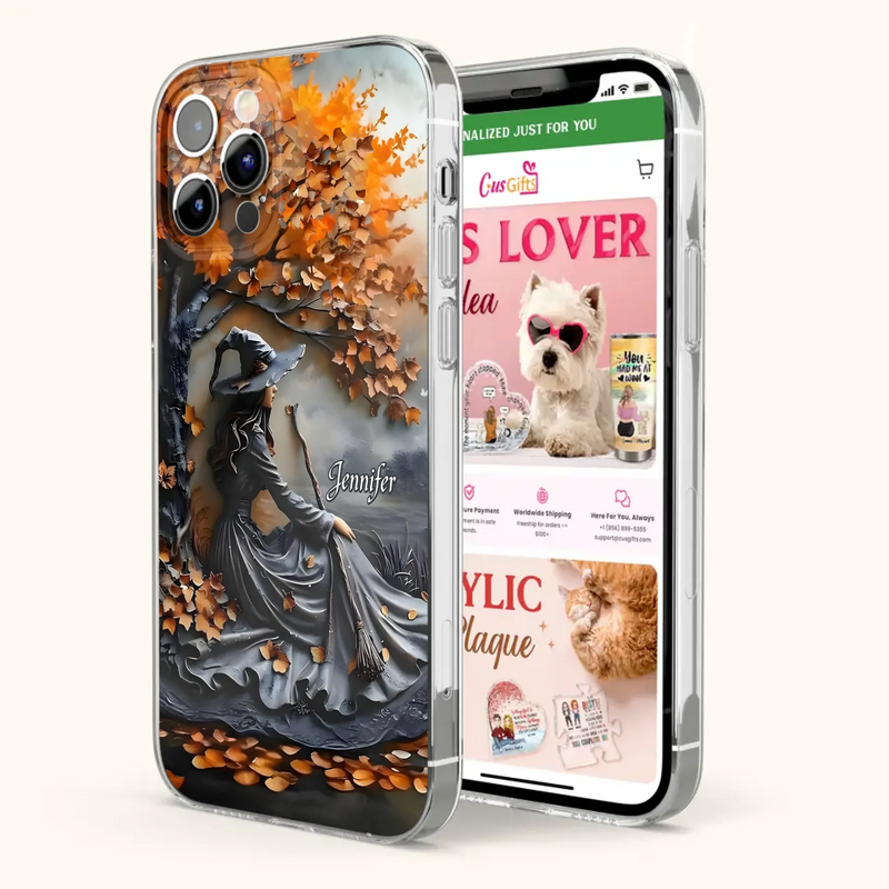 Custom Personalized Witch Broom Phone Case - Halloween/ Birthday Gift Idea For Yourself, Women, Witch Lovers - Case For iPhone/ Samsung