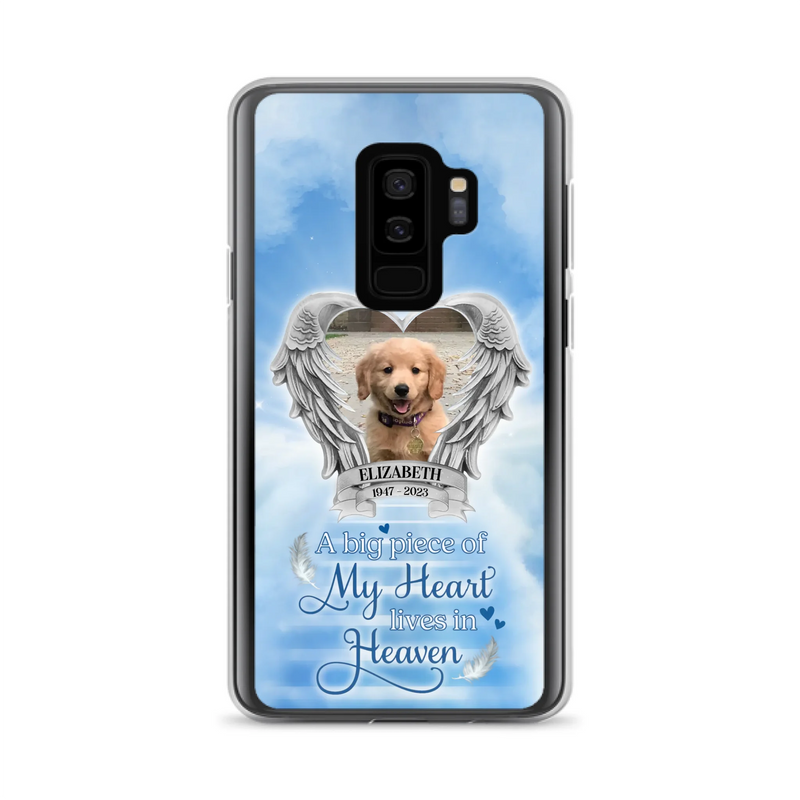 Custom Personalized Memorial Phone Case - Upload Photo - Memorial Gift Idea For Family Member/ Pet Owner - A Big Piece Of My Heart Lives In Heaven - Case For iPhone And Samsung