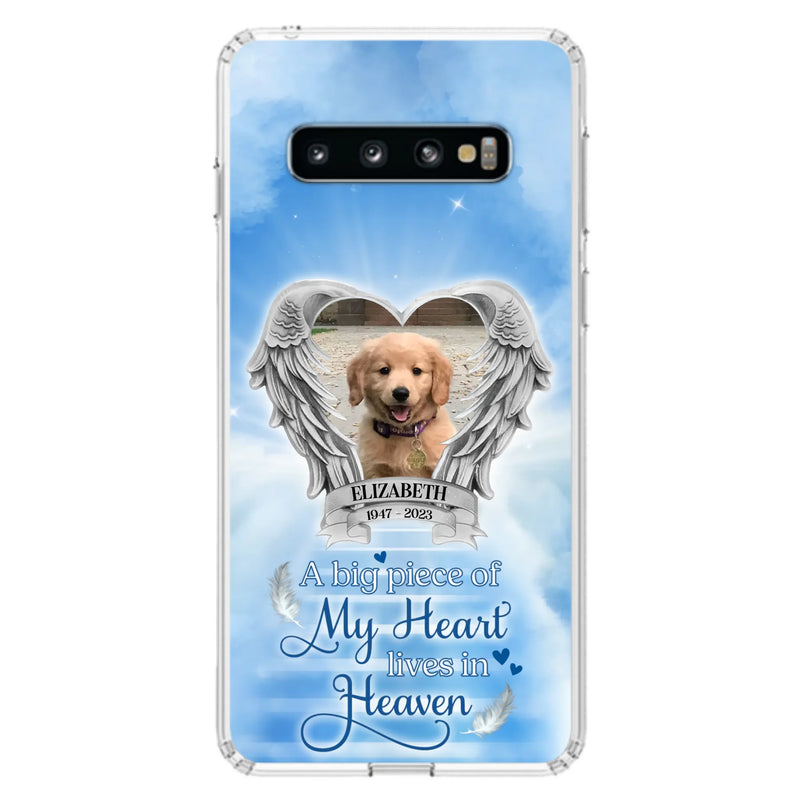 Custom Personalized Memorial Phone Case - Upload Photo - Memorial Gift Idea For Family Member/ Pet Owner - A Big Piece Of My Heart Lives In Heaven - Case For iPhone And Samsung