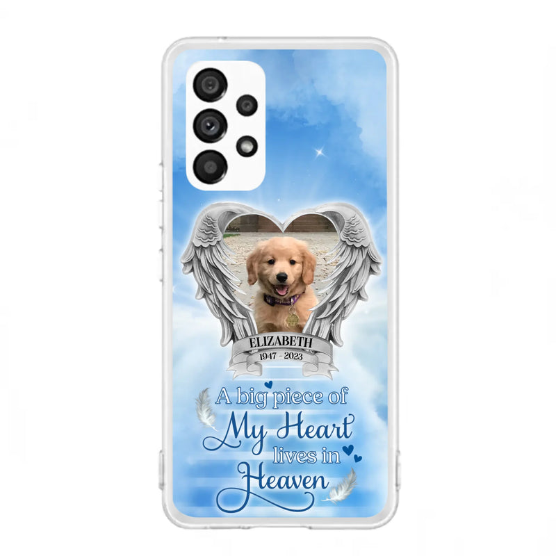 Custom Personalized Memorial Phone Case - Upload Photo - Memorial Gift Idea For Family Member/ Pet Owner - A Big Piece Of My Heart Lives In Heaven - Case For iPhone And Samsung