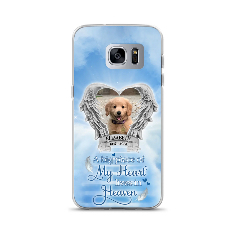 Custom Personalized Memorial Phone Case - Upload Photo - Memorial Gift Idea For Family Member/ Pet Owner - A Big Piece Of My Heart Lives In Heaven - Case For iPhone And Samsung