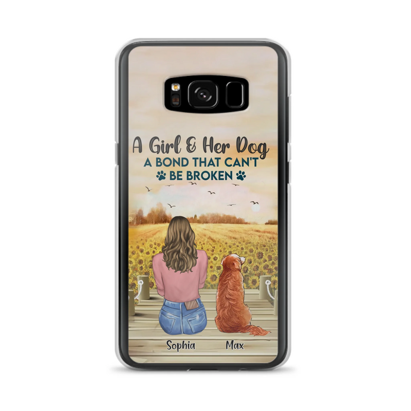 Custom Personalized Dog Mom Phone Case - Gift Idea For Dog Lover - A Girl & Her Dog A Bond That Can't Be Broken - Case For iPhone/ Samsung