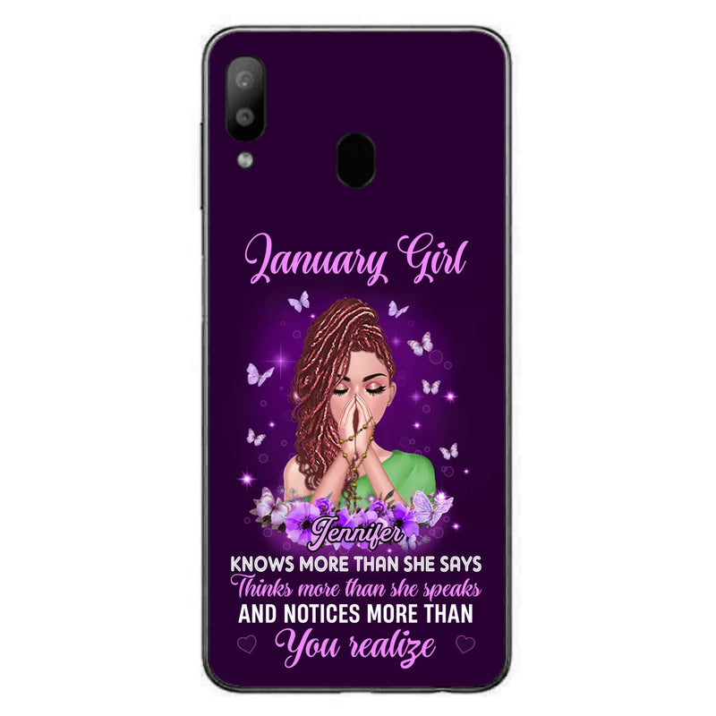 Custom Personalized Birthday Girl iPhone/ Samsung Phone Case - Gift Idea For Girl/ Friend/ Daughter - Knows More Than She Says