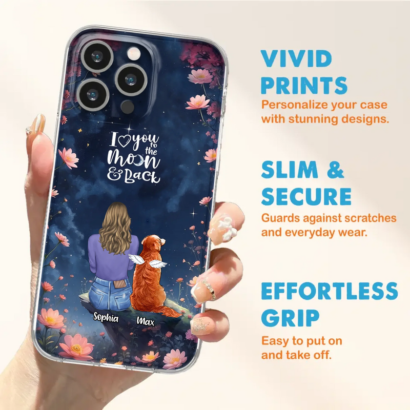 Custom Personalized Pet Phone Case - Gift Idea For Dog/ Cat/ Rabbit Owner - Case For iPhone/ Samsung - I Love You To The Moon & Back