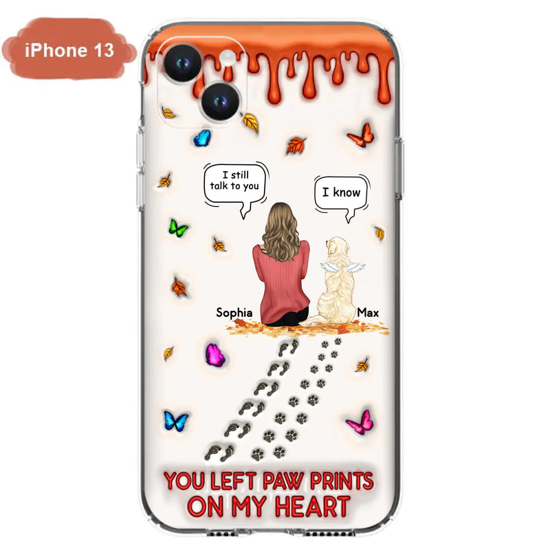 Custom Personalized Memorial Dog Phone Case - Memorial Gift Idea For Dog/Cat Lover - Case For iPhone/ Samsung - You Left Paw Prints On My Heart