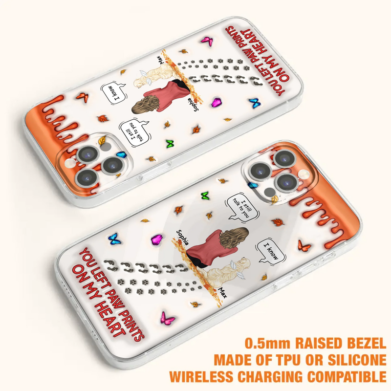 Custom Personalized Memorial Dog Phone Case - Memorial Gift Idea For Dog/Cat Lover - Case For iPhone/ Samsung - You Left Paw Prints On My Heart