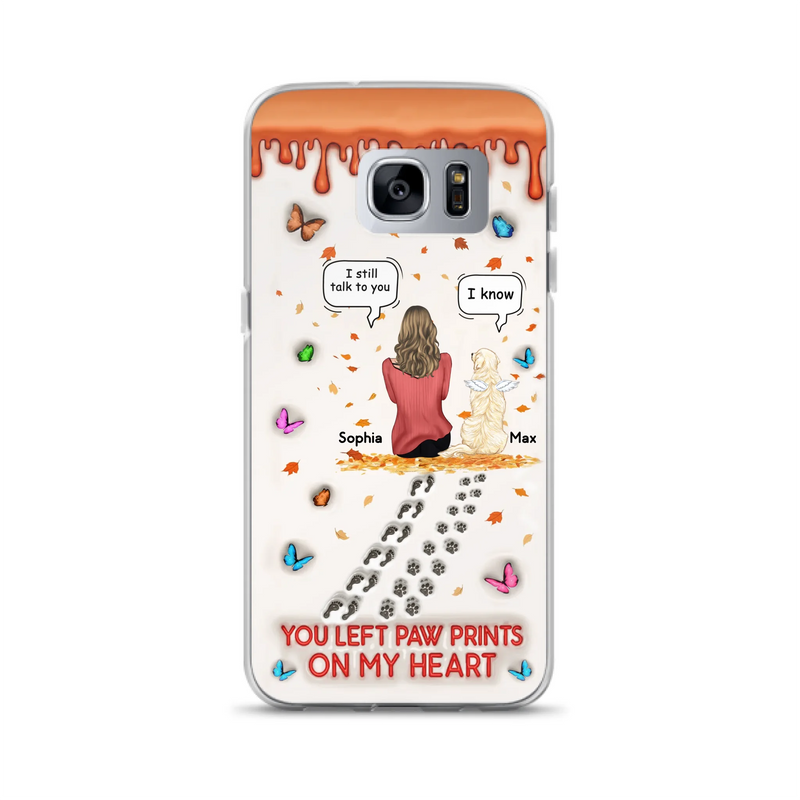 Custom Personalized Memorial Dog Phone Case - Memorial Gift Idea For Pet Lover - Case For iPhone/ Samsung - You Left Paw Prints On My Heart