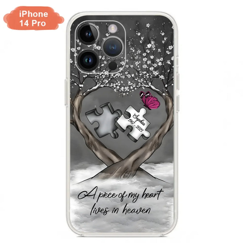 Custom Personalized Memorial Phone Case - Memorial Gift Idea For Family Member - Case For iPhone/ Samsung - A Piece Of My Heart Lives In Heaven