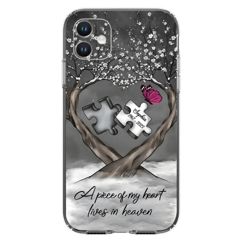 Custom Personalized Memorial Phone Case - Memorial Gift Idea For Family Member - Case For iPhone/ Samsung - A Piece Of My Heart Lives In Heaven