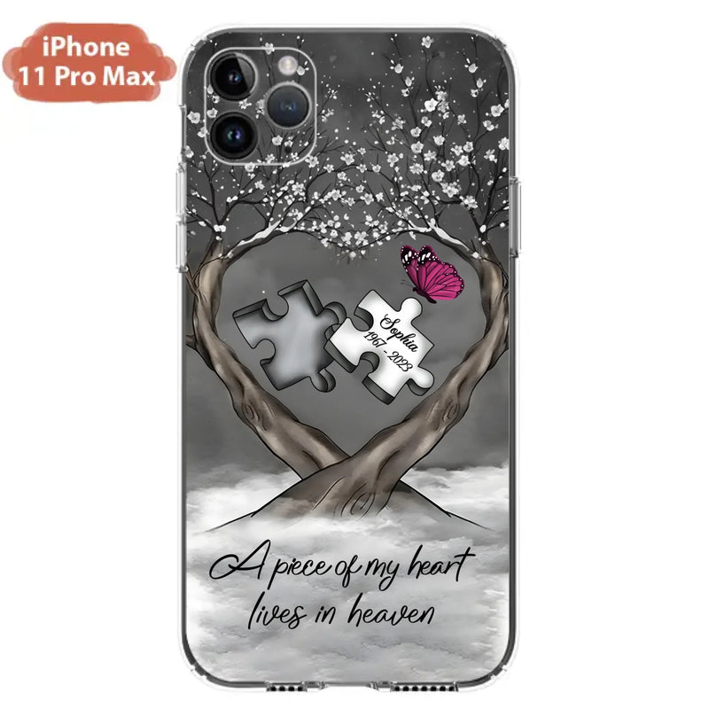 Custom Personalized Memorial Phone Case - Memorial Gift Idea For Family Member - Case For iPhone/ Samsung - A Piece Of My Heart Lives In Heaven