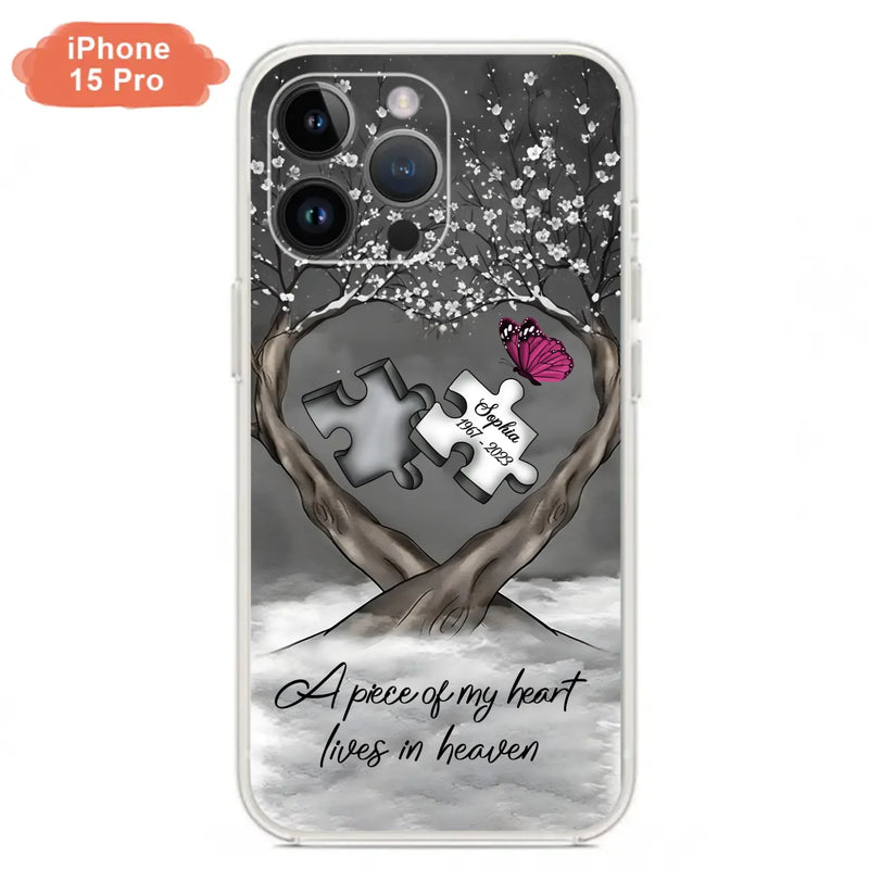Custom Personalized Memorial Phone Case - Memorial Gift Idea For Family Member - Case For iPhone/ Samsung - A Piece Of My Heart Lives In Heaven