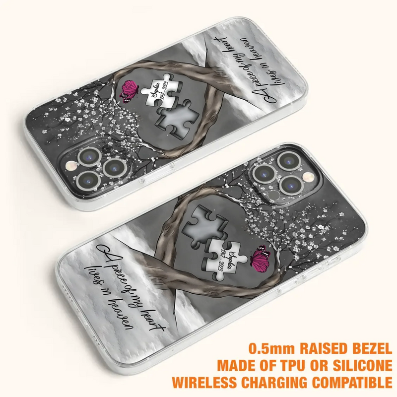 Custom Personalized Memorial Phone Case - Memorial Gift Idea For Family Member - Case For iPhone/ Samsung - A Piece Of My Heart Lives In Heaven