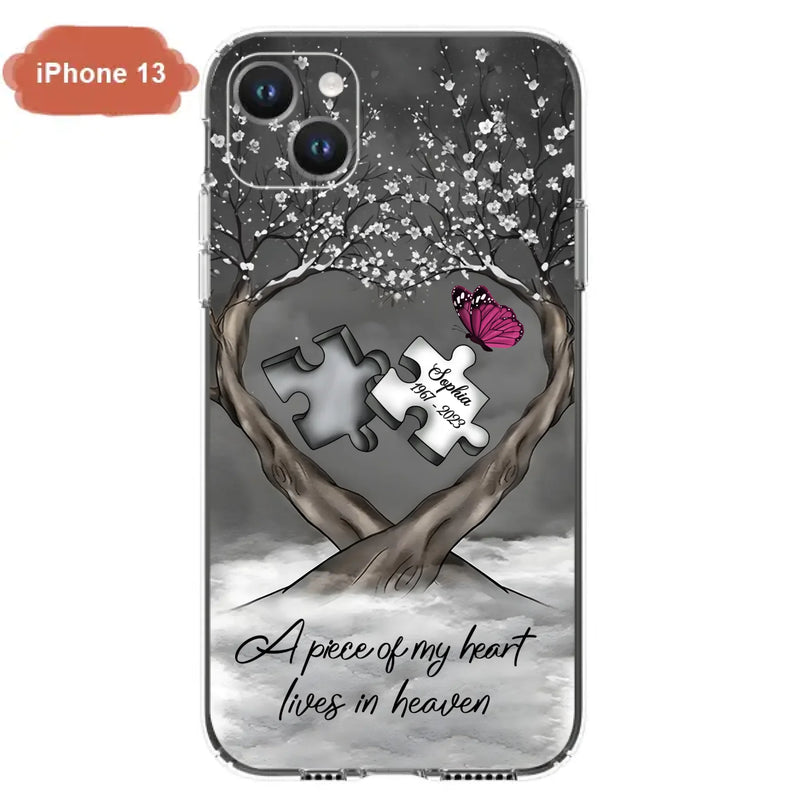 Custom Personalized Memorial Phone Case - Memorial Gift Idea For Family Member - Case For iPhone/ Samsung - A Piece Of My Heart Lives In Heaven