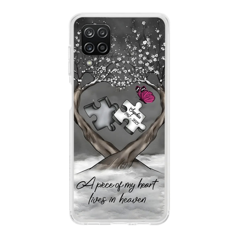 Custom Personalized Memorial Phone Case - Memorial Gift Idea For Family Member - Case For iPhone/ Samsung - A Piece Of My Heart Lives In Heaven