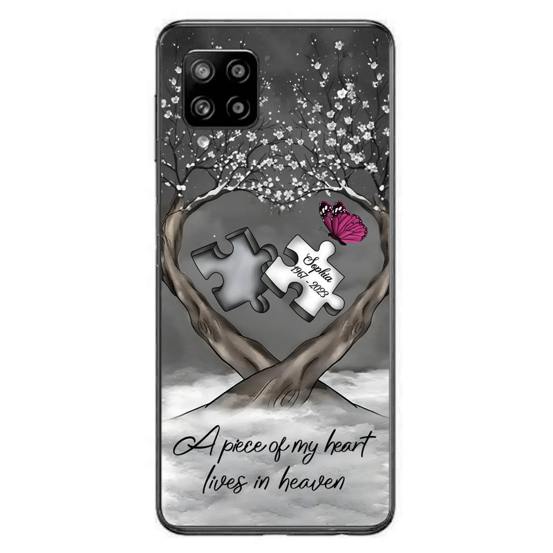 Custom Personalized Memorial Phone Case - Memorial Gift Idea For Family Member - Case For iPhone/ Samsung - A Piece Of My Heart Lives In Heaven