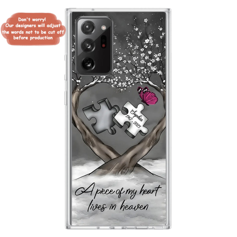 Custom Personalized Memorial Phone Case - Memorial Gift Idea For Family Member - Case For iPhone/ Samsung - A Piece Of My Heart Lives In Heaven