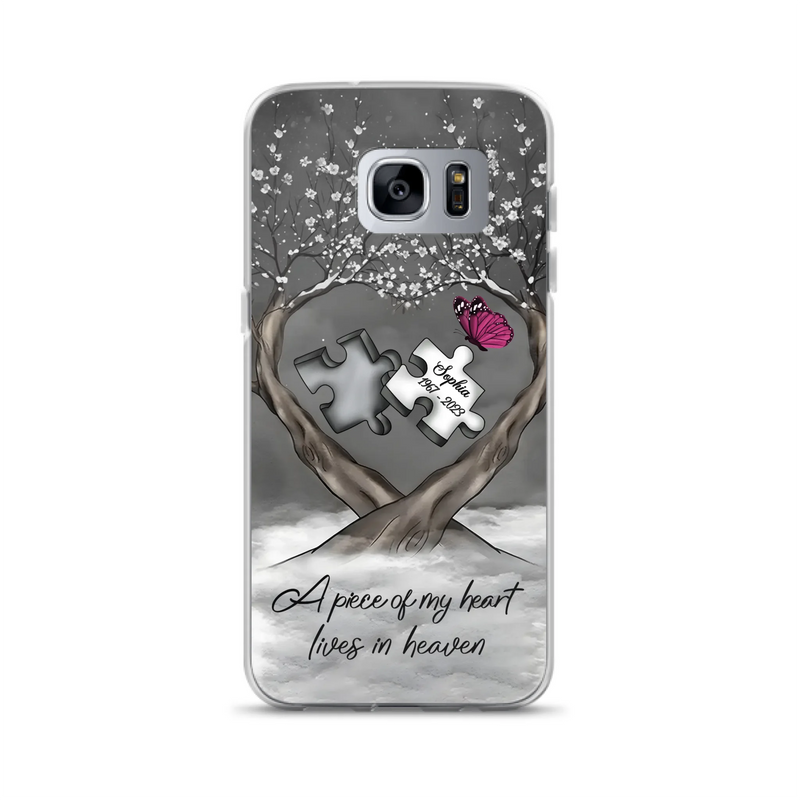 Custom Personalized Memorial Phone Case - Memorial Gift Idea For Family Member - Case For iPhone/ Samsung - A Piece Of My Heart Lives In Heaven