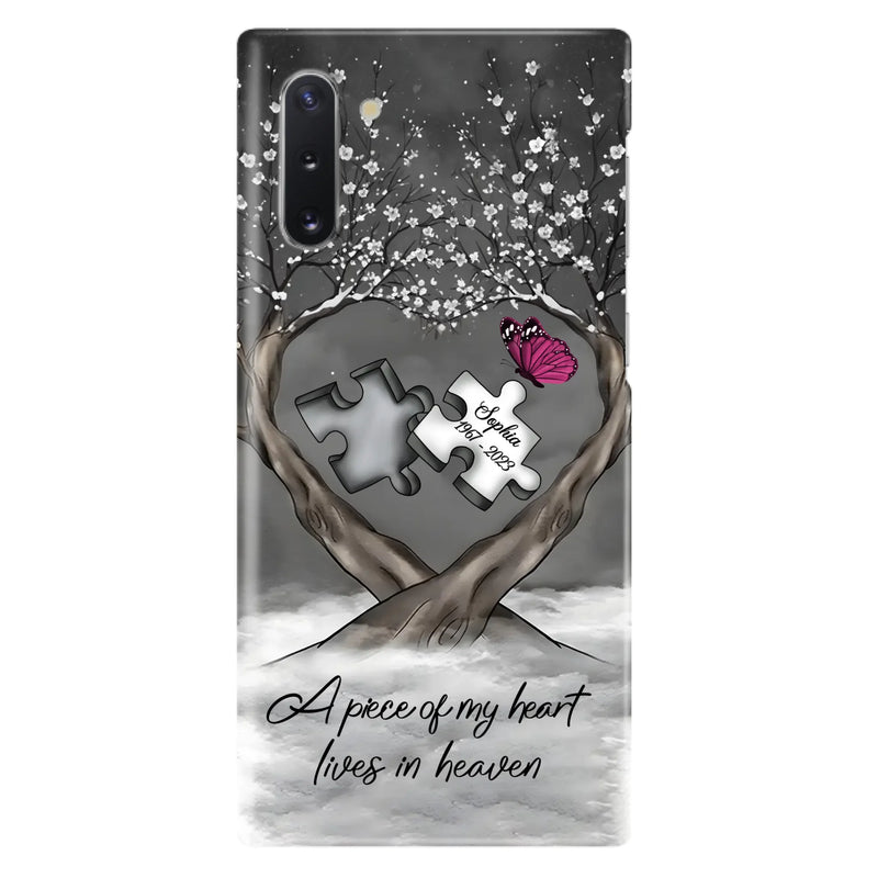 Custom Personalized Memorial Phone Case - Memorial Gift Idea For Family Member - Case For iPhone/ Samsung - A Piece Of My Heart Lives In Heaven