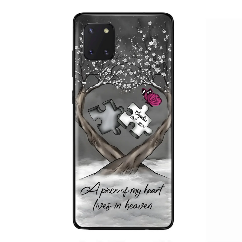 Custom Personalized Memorial Phone Case - Memorial Gift Idea For Family Member - Case For iPhone/ Samsung - A Piece Of My Heart Lives In Heaven
