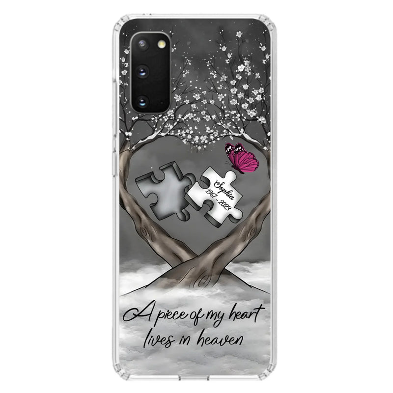 Custom Personalized Memorial Phone Case - Memorial Gift Idea For Family Member - Case For iPhone/ Samsung - A Piece Of My Heart Lives In Heaven