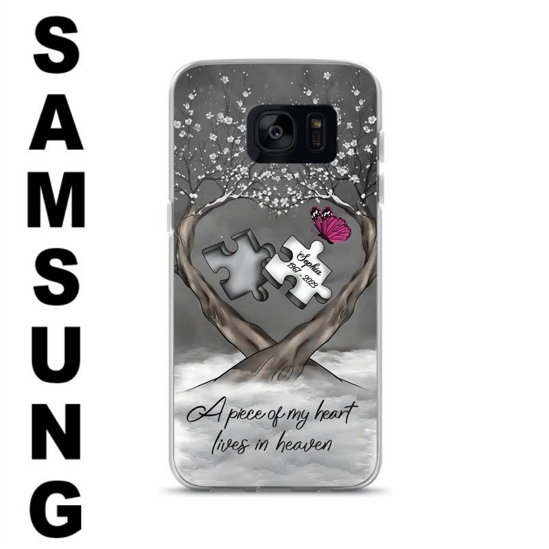 Custom Personalized Memorial Phone Case - Memorial Gift Idea For Family Member - Case For iPhone/ Samsung - A Piece Of My Heart Lives In Heaven