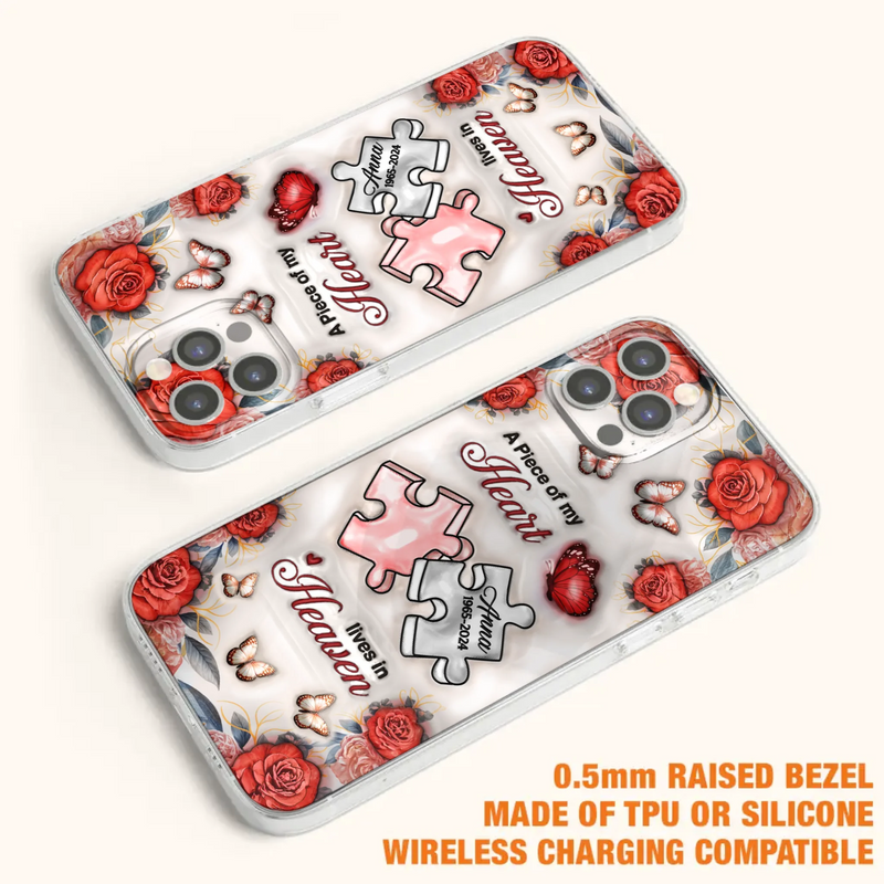Custom Personalized Memorial Phone Case - Memorial Gift Idea - Case For iPhone/ Samsung - A Piece Of My Heart Lives In Heaven