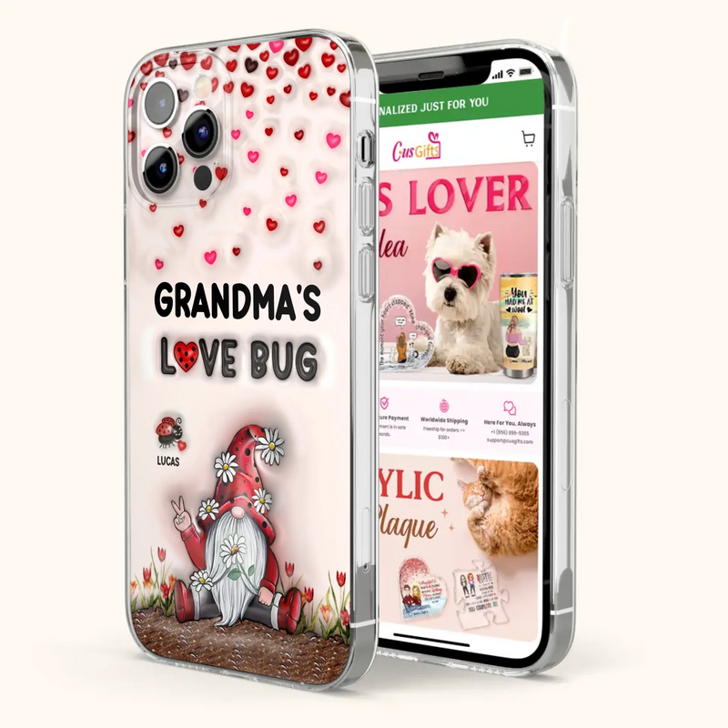Custom Personalized Grandma's Love Bugs Phone Case - Upto 12 Kids - Mother's Day Gift Idea for Grandma/ Mom - Case for iPhone/ Samsung