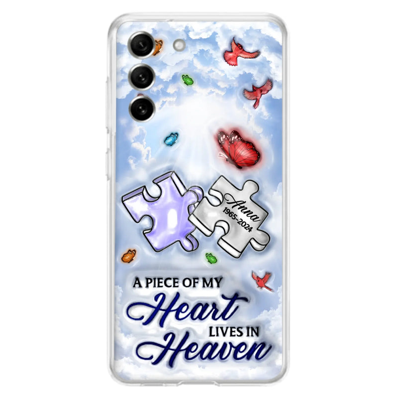 Custom Personalized Memorial Piece Phone Case - Memorial Gift Idea - Case For iPhone/ Samsung - A Piece Of My Heart Lives In Heaven