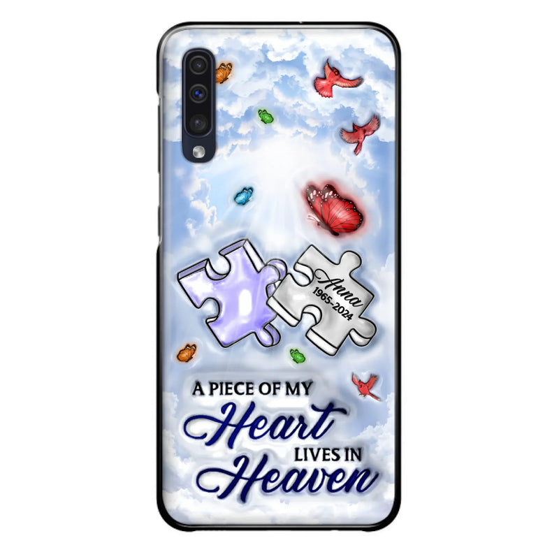 Custom Personalized Memorial Piece Phone Case - Memorial Gift Idea - Case For iPhone/ Samsung - A Piece Of My Heart Lives In Heaven