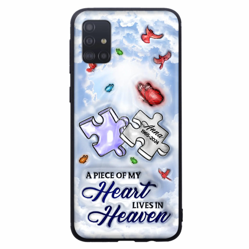 Custom Personalized Memorial Piece Phone Case - Memorial Gift Idea - Case For iPhone/ Samsung - A Piece Of My Heart Lives In Heaven
