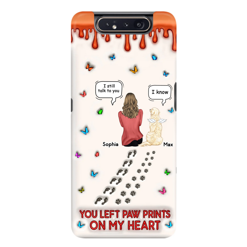 Custom Personalized Memorial Pet Phone Case - Memorial Gift Idea For Pet Owner - Case For iPhone/ Samsung - You Left Paw Prints On My Heart