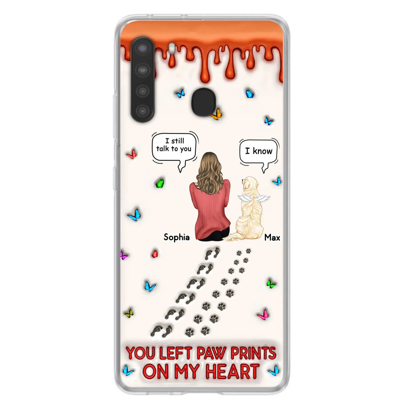 Custom Personalized Memorial Pet Phone Case - Memorial Gift Idea For Pet Owner - Case For iPhone/ Samsung - You Left Paw Prints On My Heart