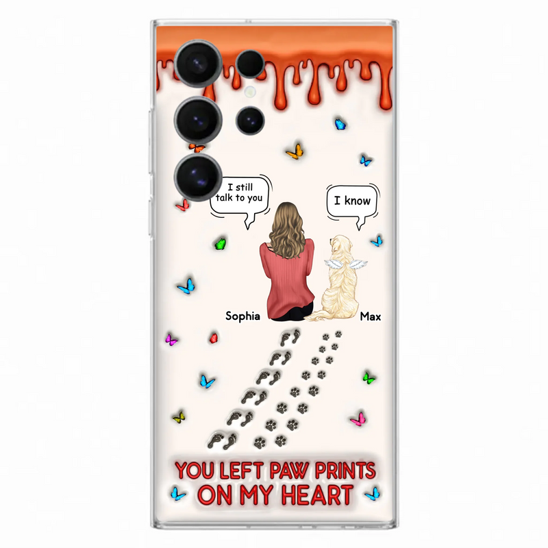 Custom Personalized Memorial Pet Phone Case - Memorial Gift Idea For Pet Owner - Case For iPhone/ Samsung - You Left Paw Prints On My Heart