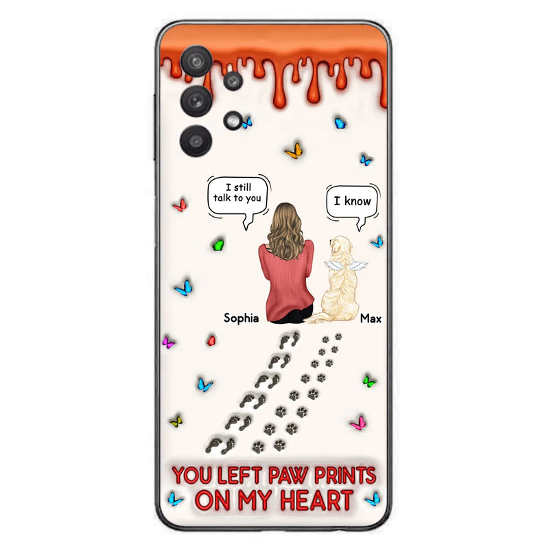 Custom Personalized Memorial Pet Phone Case - Memorial Gift Idea For Pet Owner - Case For iPhone/ Samsung - You Left Paw Prints On My Heart