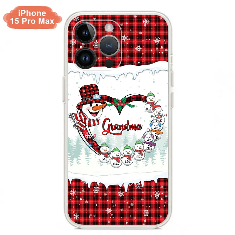 Custom Personalized Christmas Grandma Children Phone Case - Gift For Grandma/ Mom - Upto 8 Kids - Case For iPhone/ Samsung