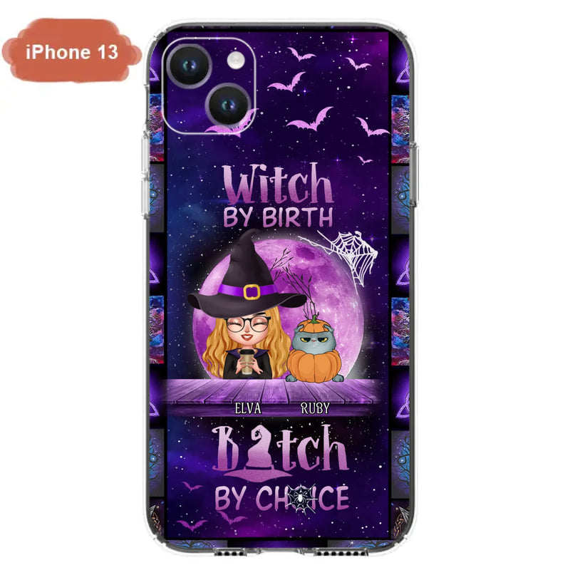 Custom Personalized Witch Phone Case - Gift Idea For Witch/ Dog/ Cat Lover - Upto 5 Pets - Witch By Birth - Case For iPhone/ Samsung