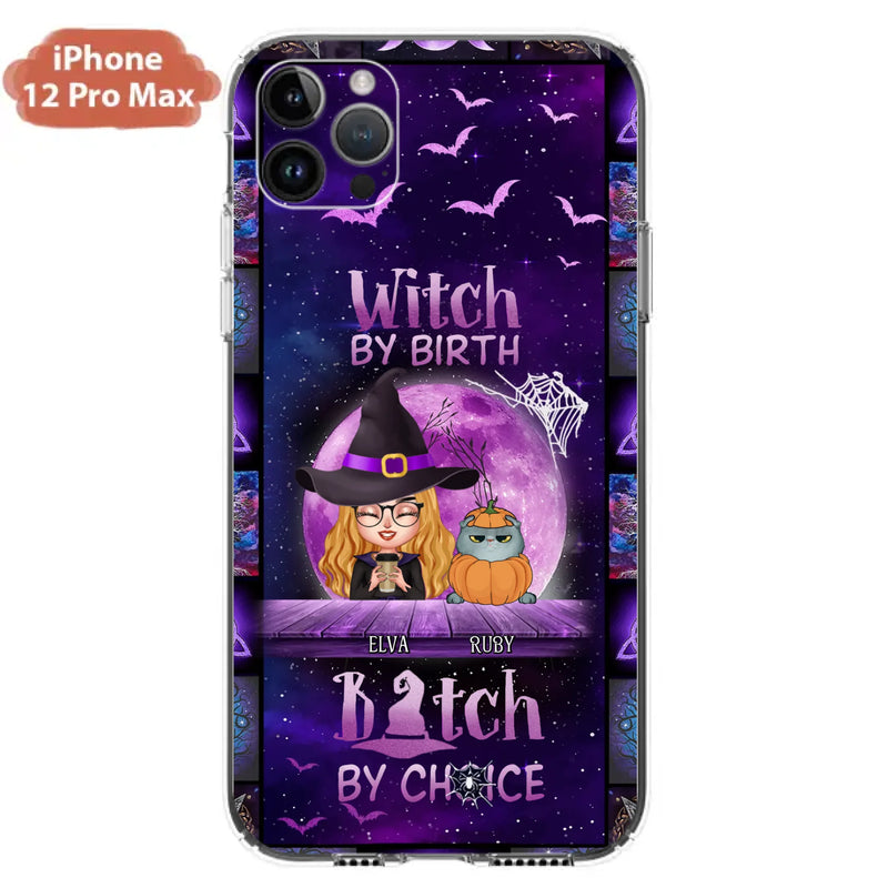 Custom Personalized Witch Phone Case - Gift Idea For Witch/ Dog/ Cat Lover - Upto 5 Pets - Witch By Birth - Case For iPhone/ Samsung
