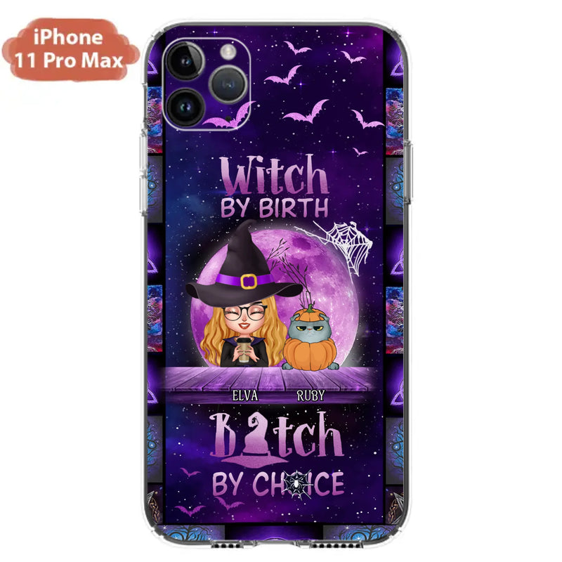 Custom Personalized Witch Phone Case - Gift Idea For Witch/ Dog/ Cat Lover - Upto 5 Pets - Witch By Birth - Case For iPhone/ Samsung