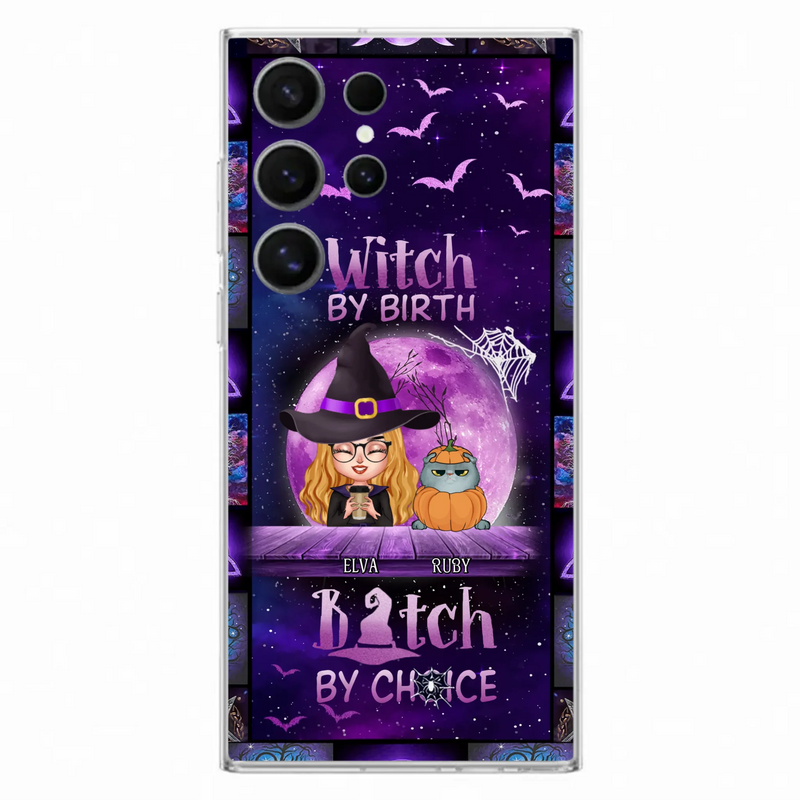Custom Personalized Witch Phone Case - Gift Idea For Witch/ Dog/ Cat Lover - Upto 5 Pets - Witch By Birth - Case For iPhone/ Samsung