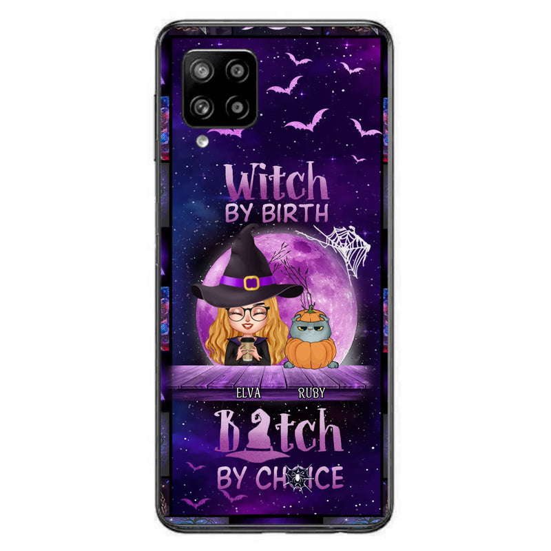 Custom Personalized Witch Phone Case - Gift Idea For Witch/ Dog/ Cat Lover - Upto 5 Pets - Witch By Birth - Case For iPhone/ Samsung